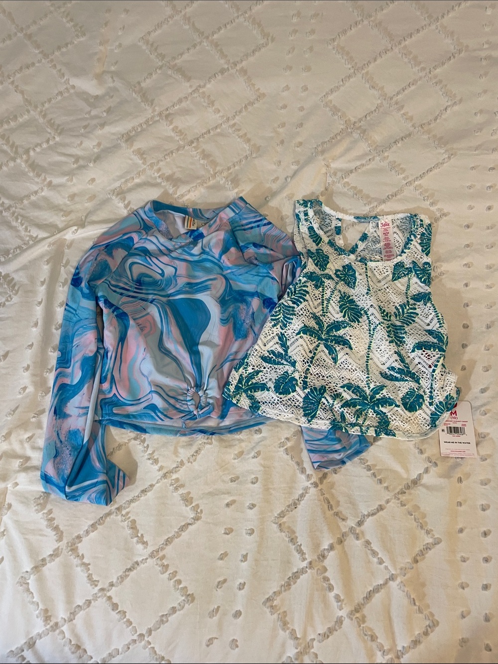 Bundle - Justice Crochet cover up and OP Rash Guard nwt size 10